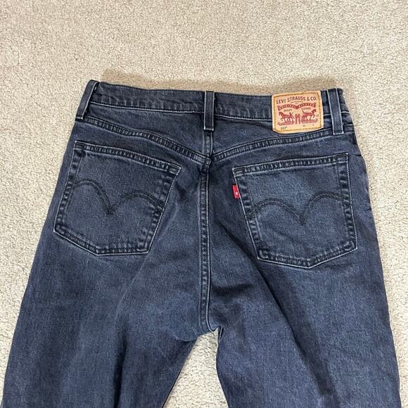 Levi's 501 Button Fly Raw Hem Jeans in Black Straight Leg High Waist Sz W28 L29 - Picture 5 of 8